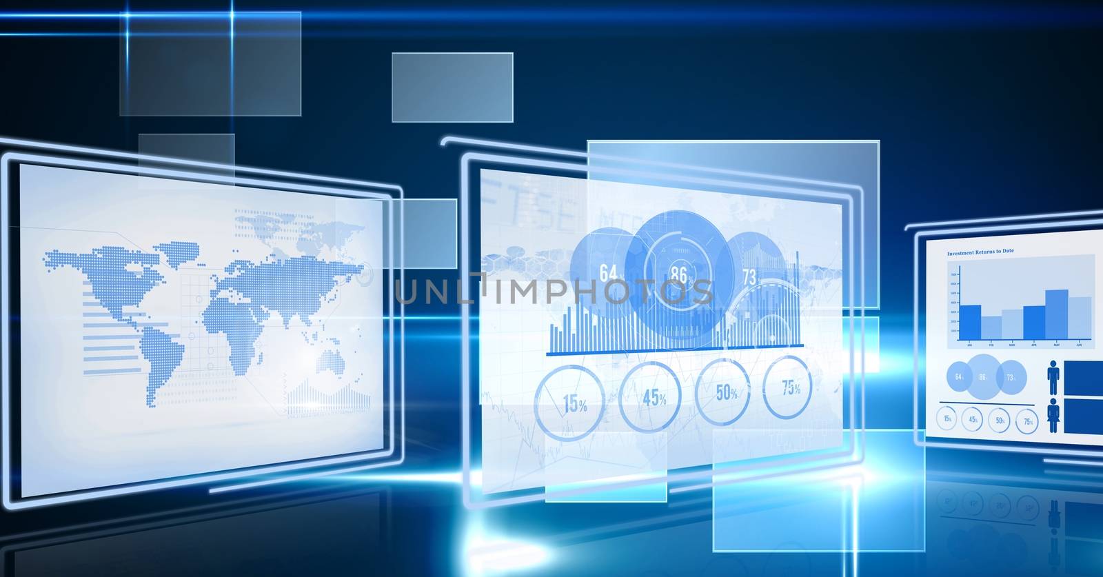 Digital composite of technology interface panels