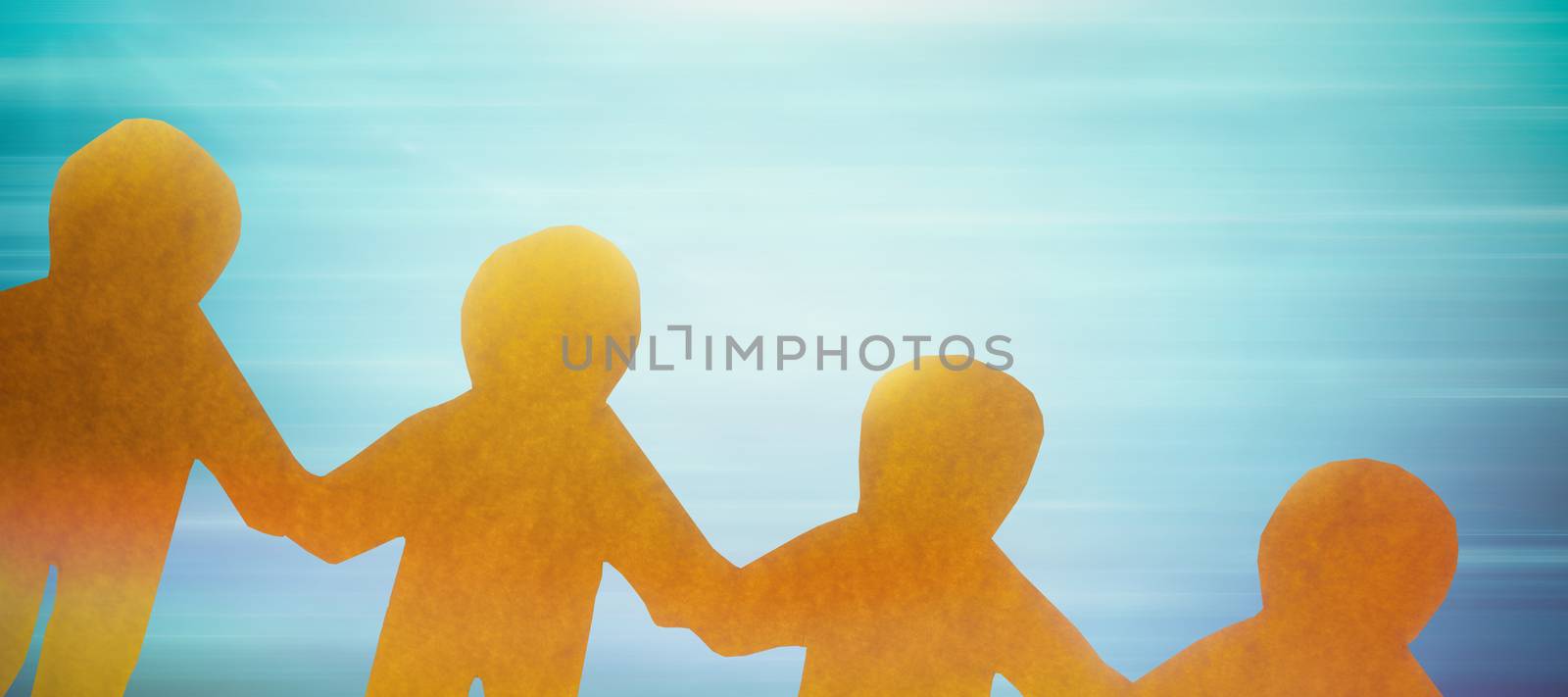 little yellow person against blue abstract image