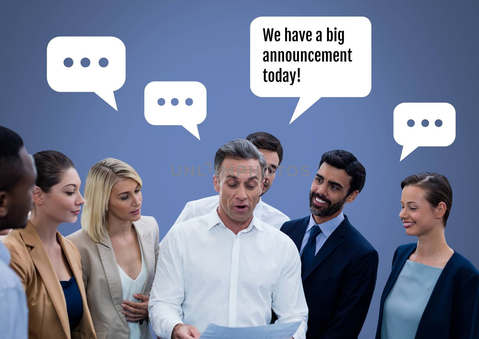 business people discussing big announcement at meeting by Wavebreakmedia