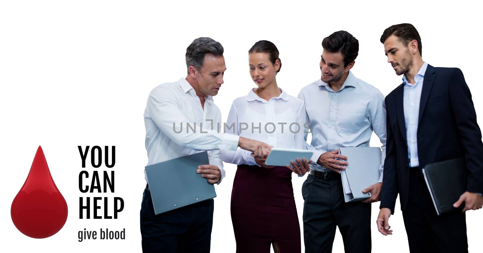 Digital composite of Business people and blood donation concept