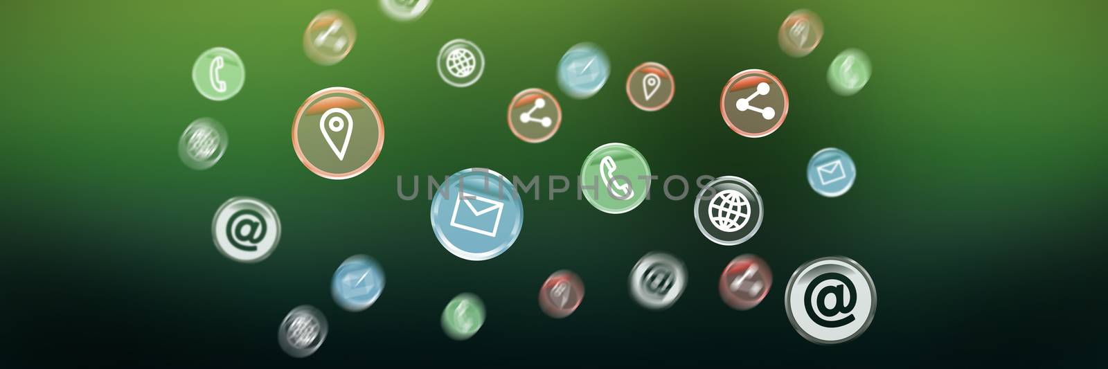 Contact icon  against green abstract background