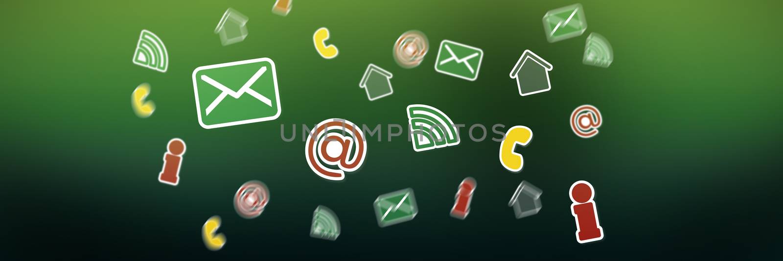 Contact icon  against green abstract background