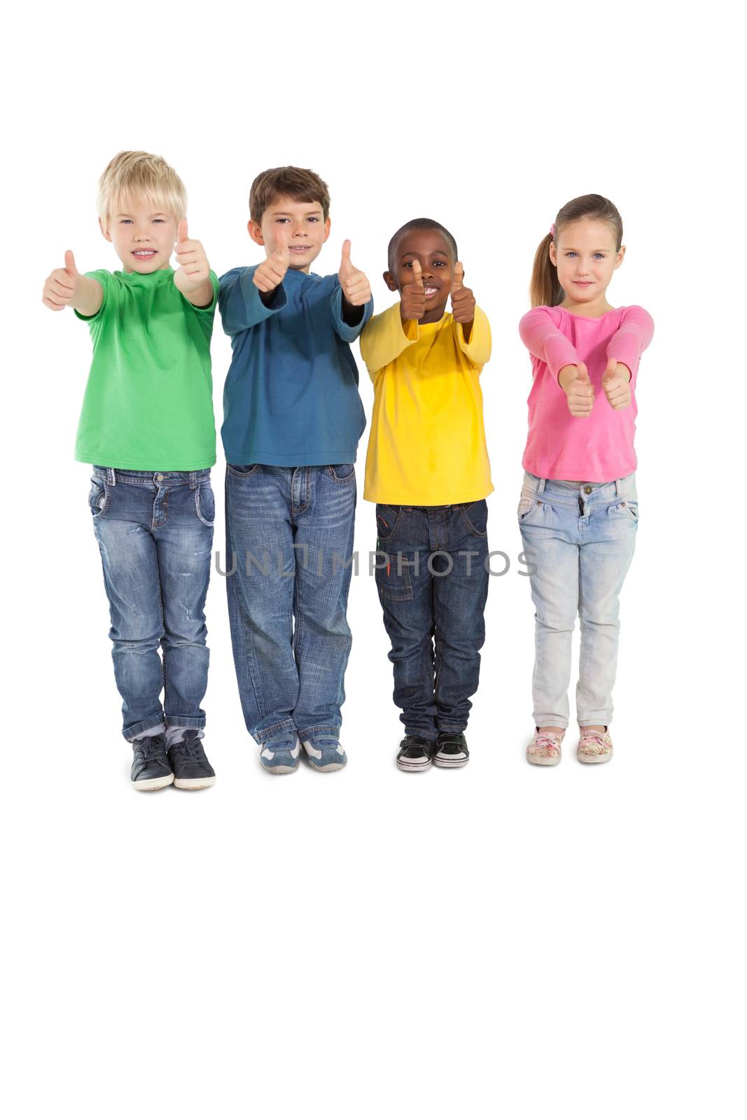 Happy little children showing thumbs up by Wavebreakmedia