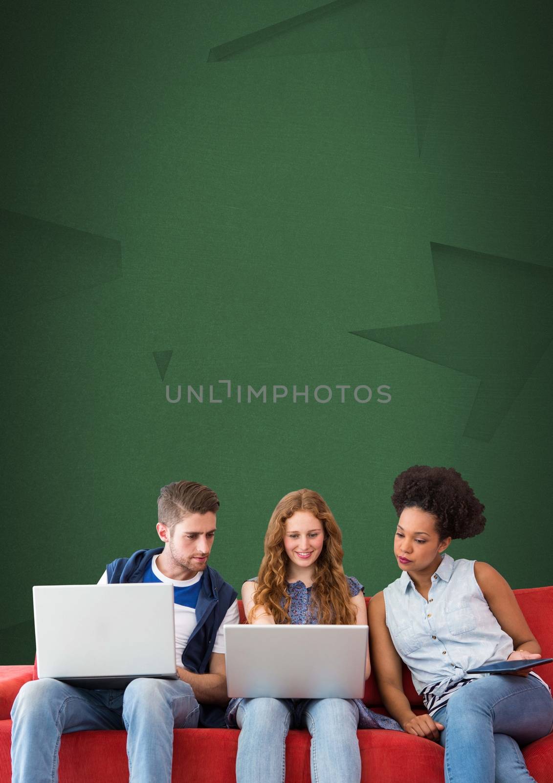 Creative people with green background by Wavebreakmedia