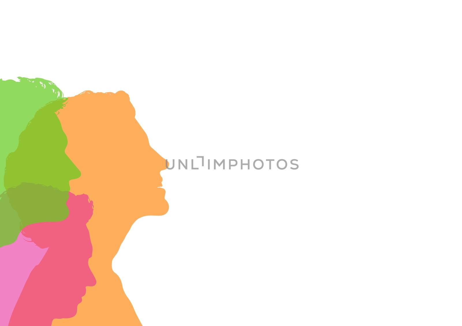 Digital composite of color silhouette of people