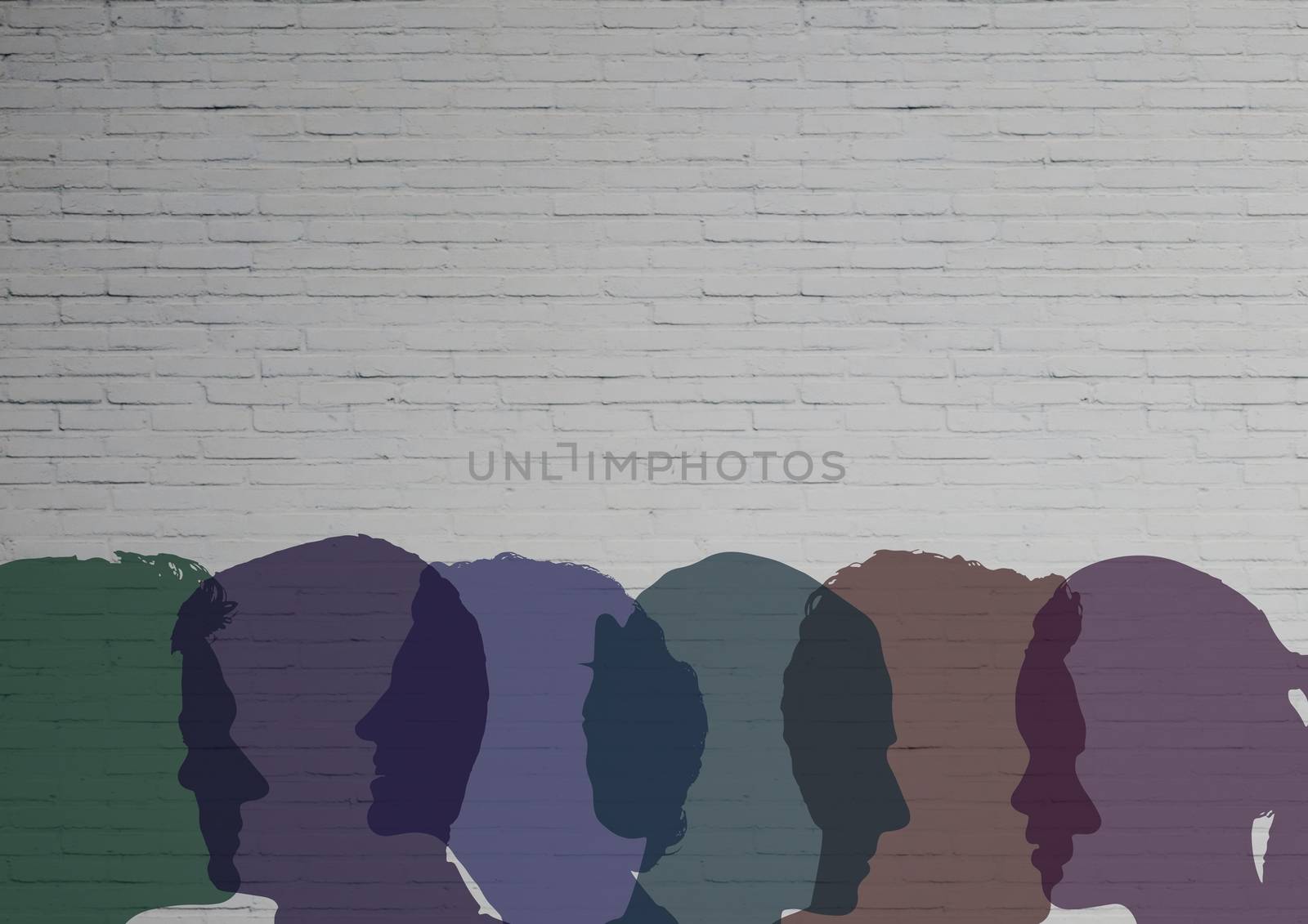 Digital composite of dark color silhouette of people