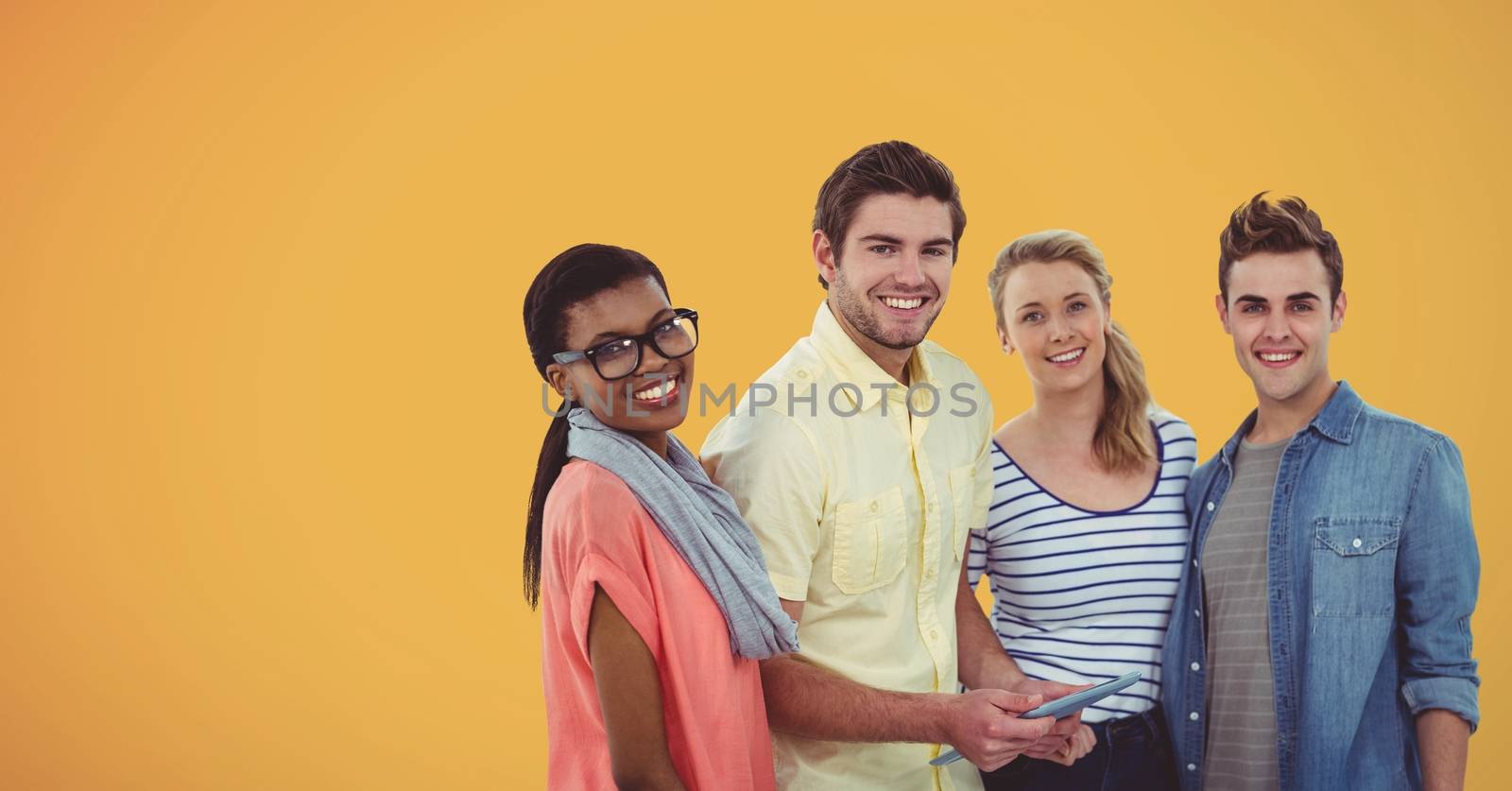 Digital composite of Creative people with orange background