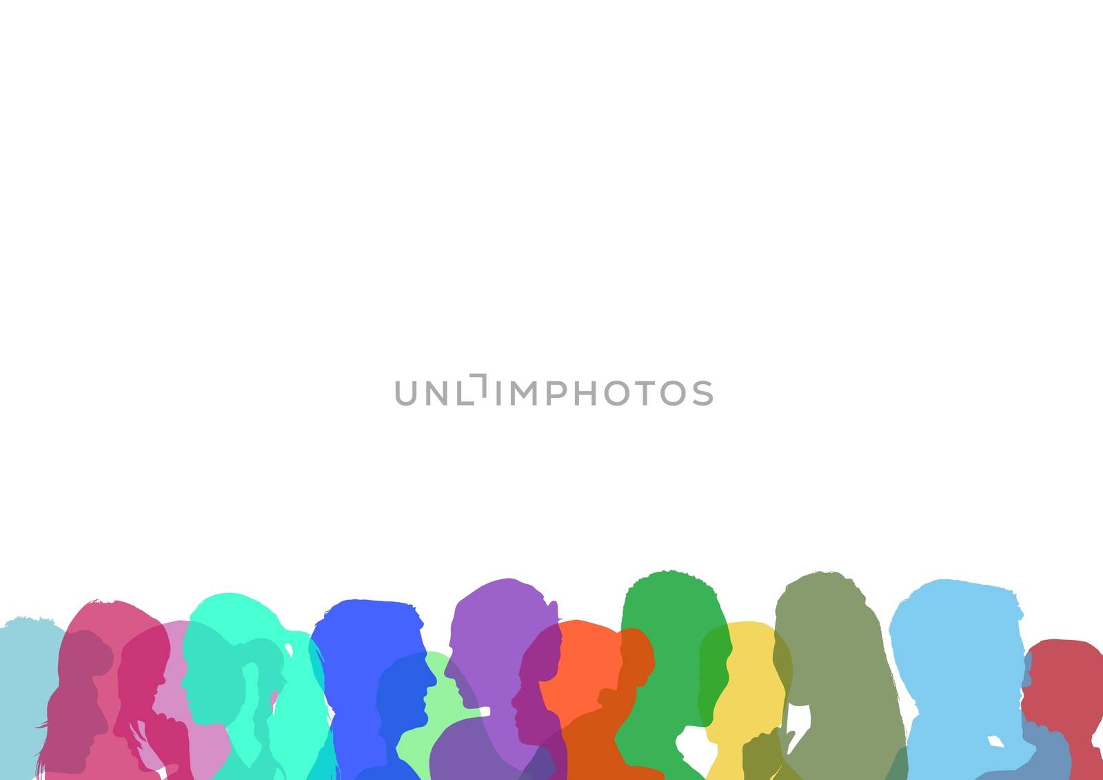 Digital composite of color silhouette of people