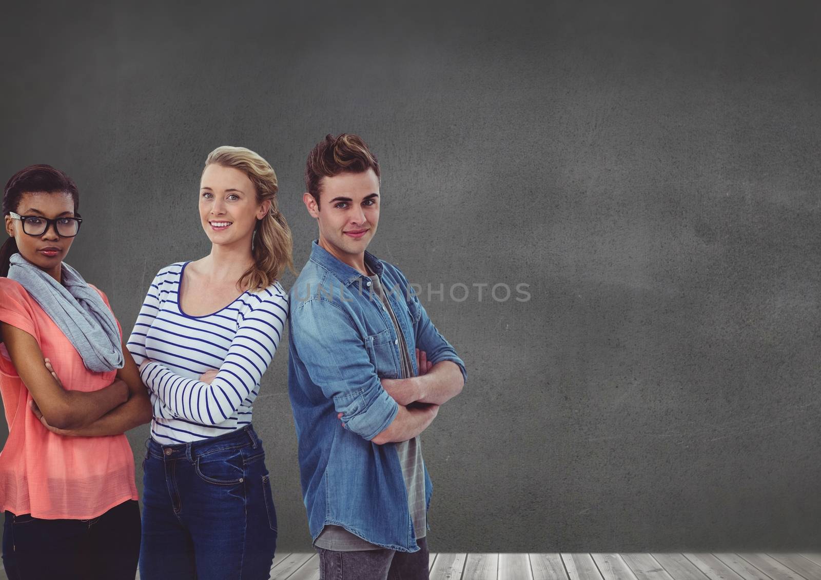 Digital composite of Creative people with blackboard background