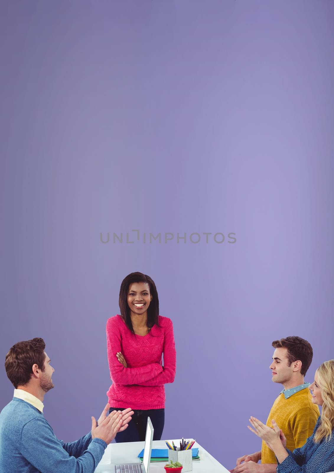 Digital composite of Creative people with purple background
