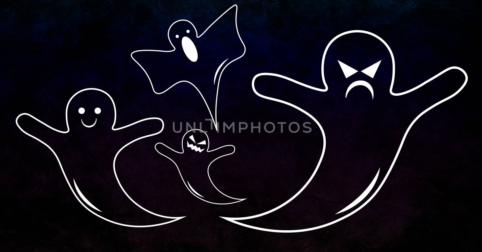 Digital composite of Ghost halloween illustrations