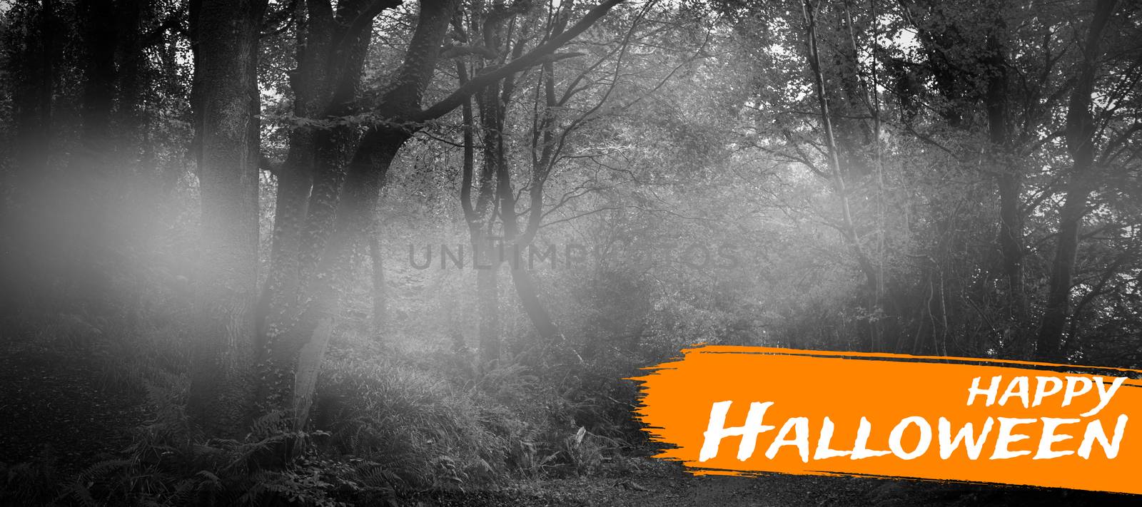 Composite image of digital image of happy halloween text by Wavebreakmedia