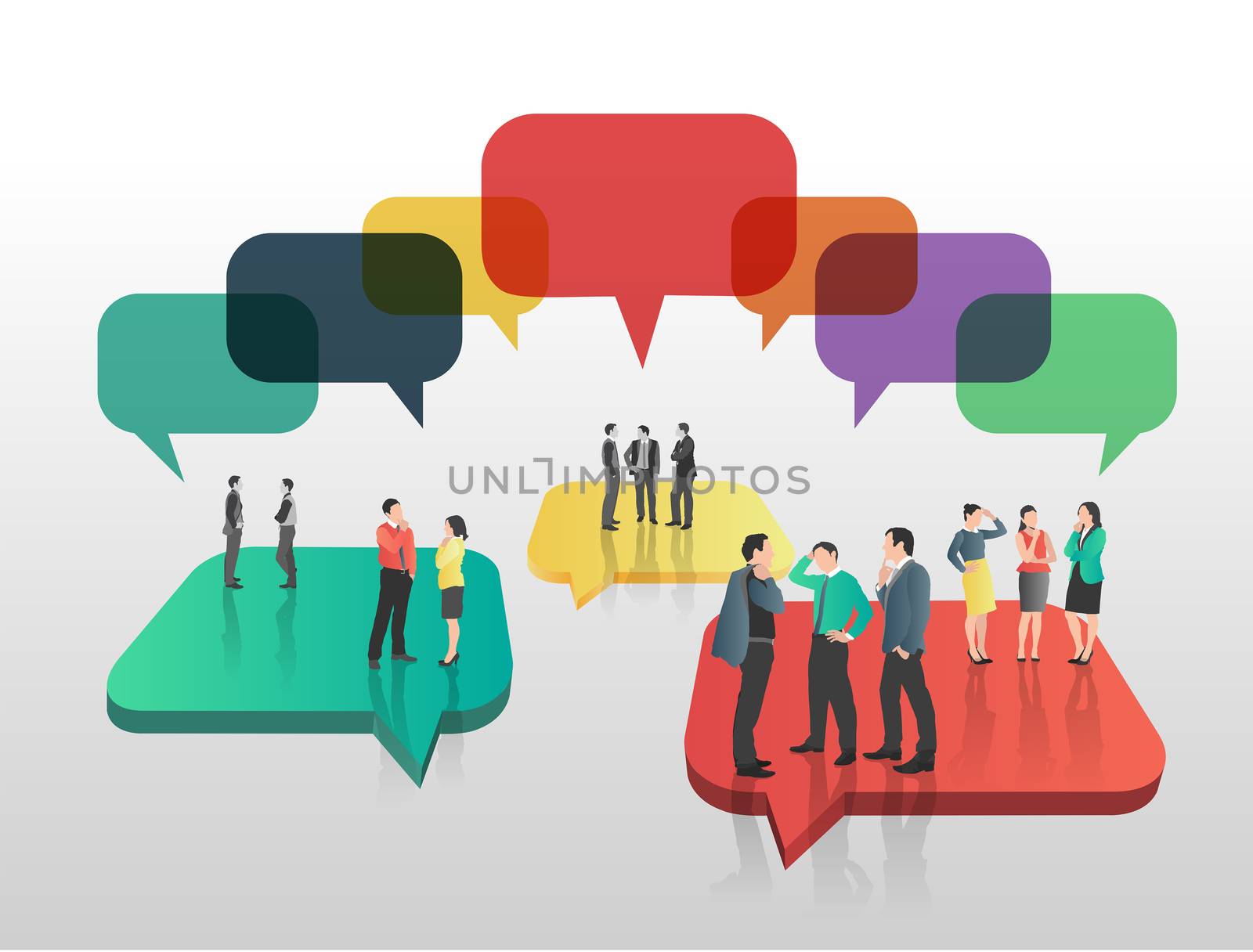 Business people with speech bubbles by Wavebreakmedia