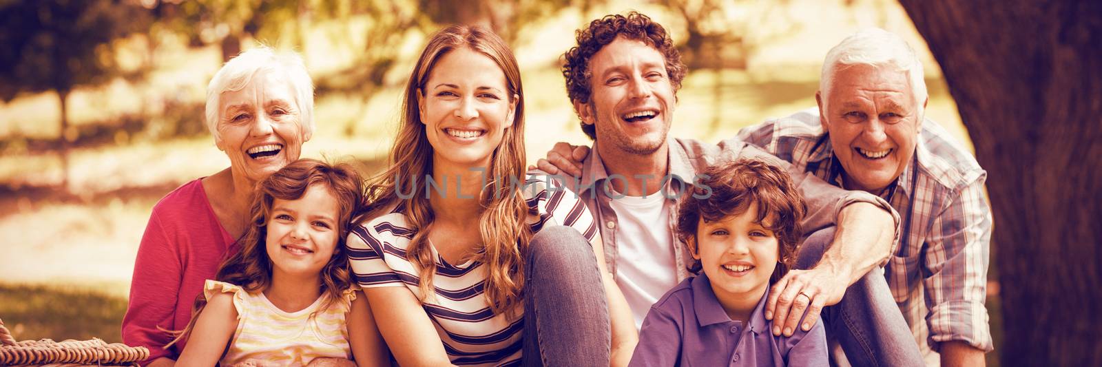 Portrait of smiling family having picnic by Wavebreakmedia