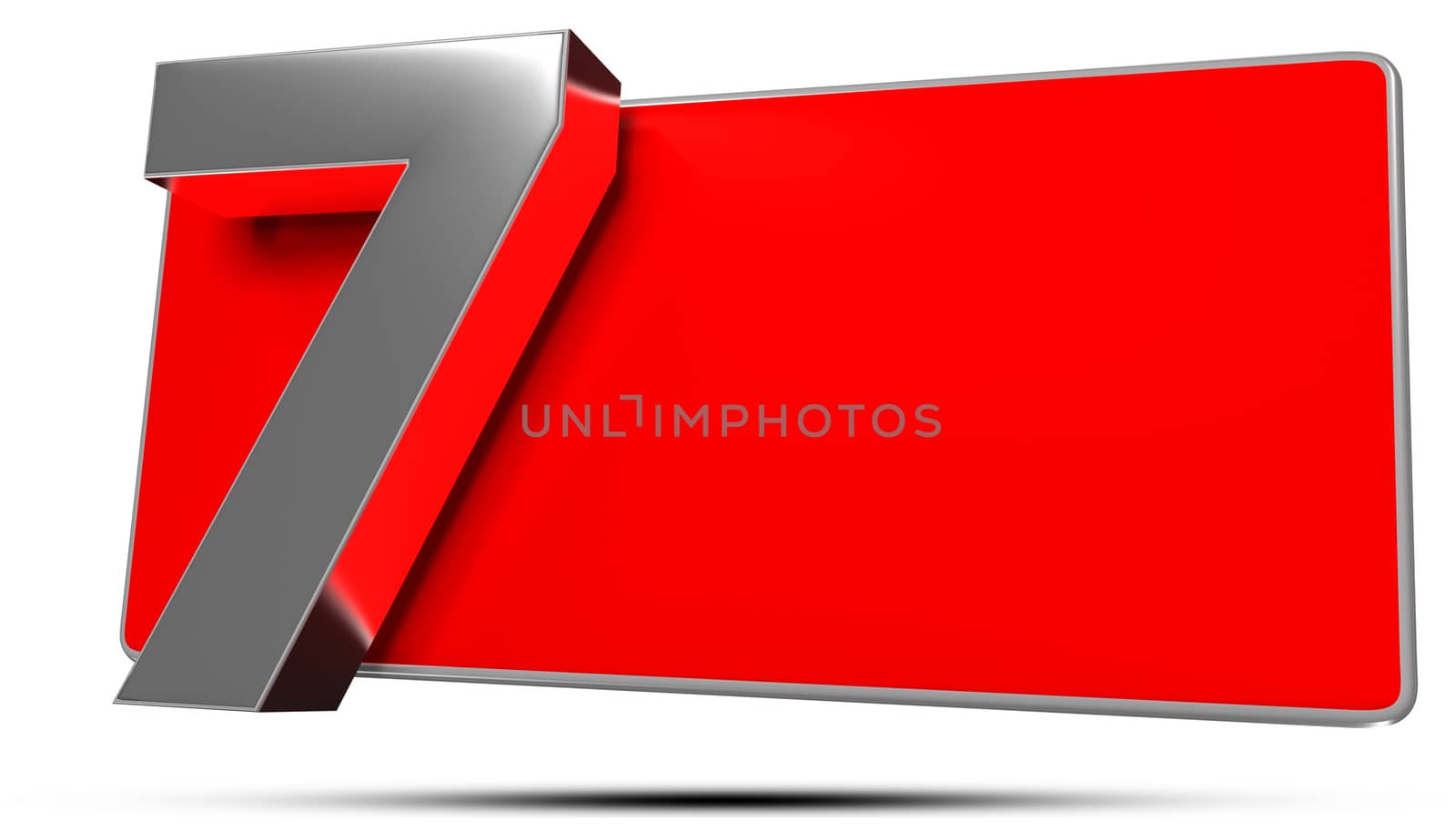3D illustration Numbers 7 stainless isolated on a white background.(with Clipping Path).