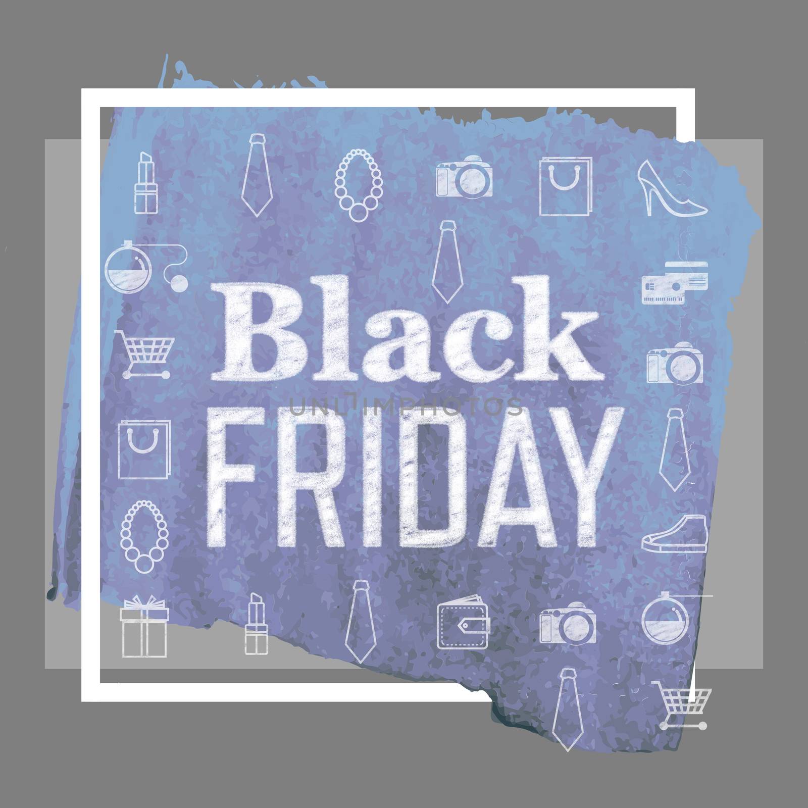 Black friday advert against digitally generated image of smudged blue paint 