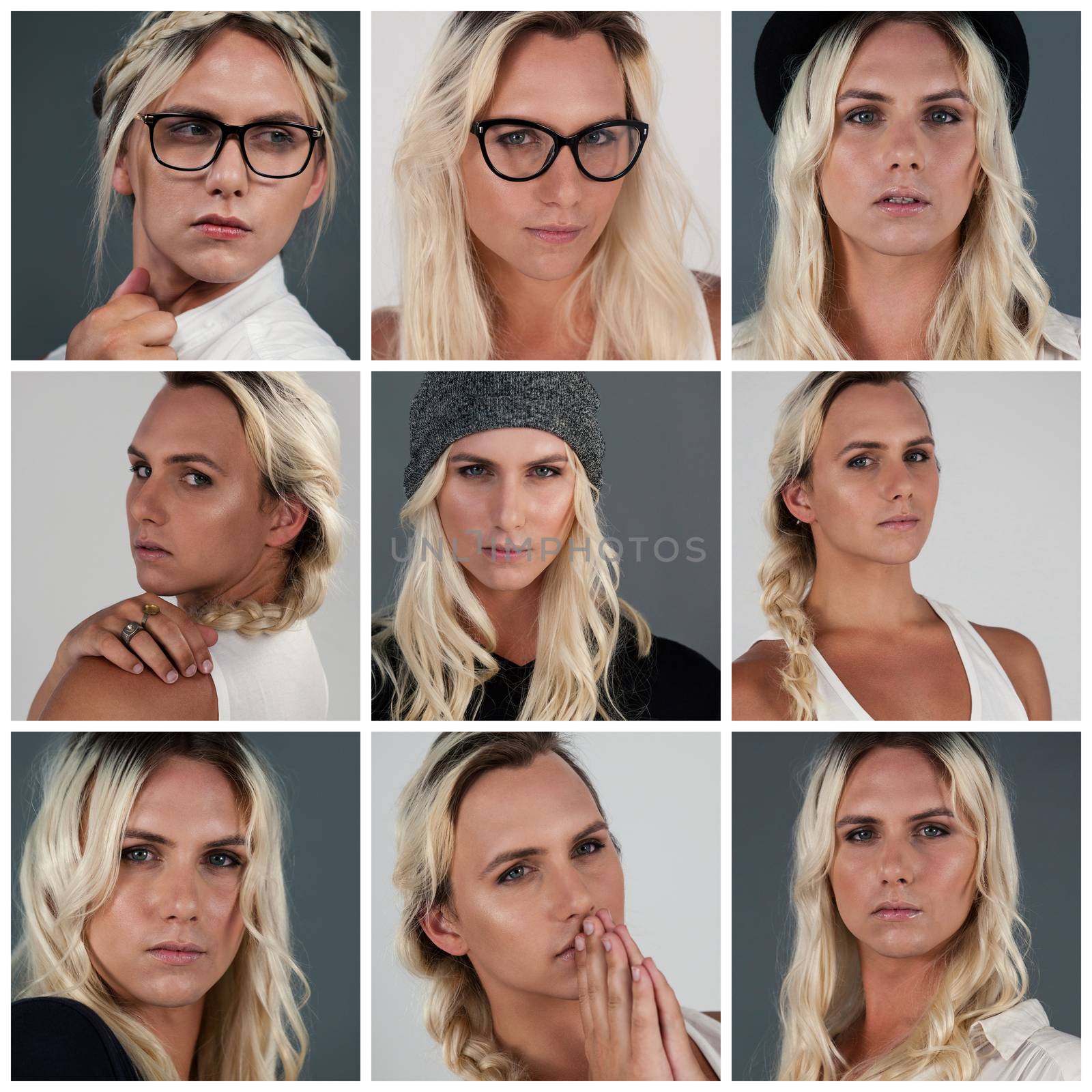 People collage portrait 3x3 by Wavebreakmedia