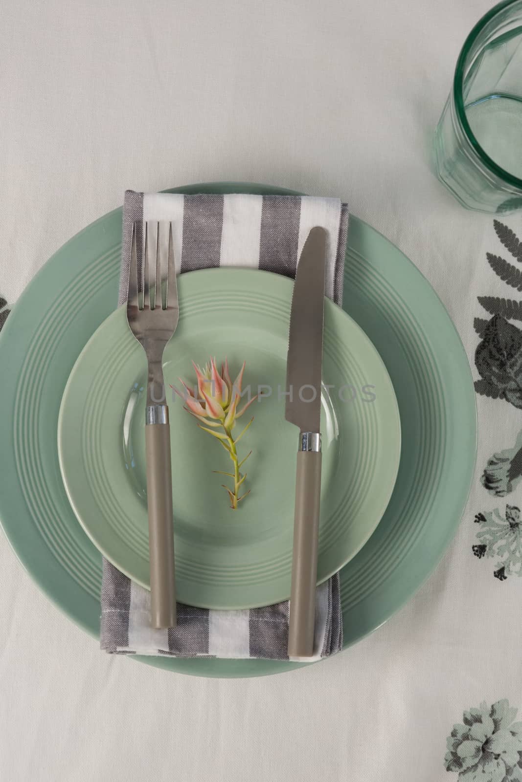  close-up of overhead view of elegant table setting