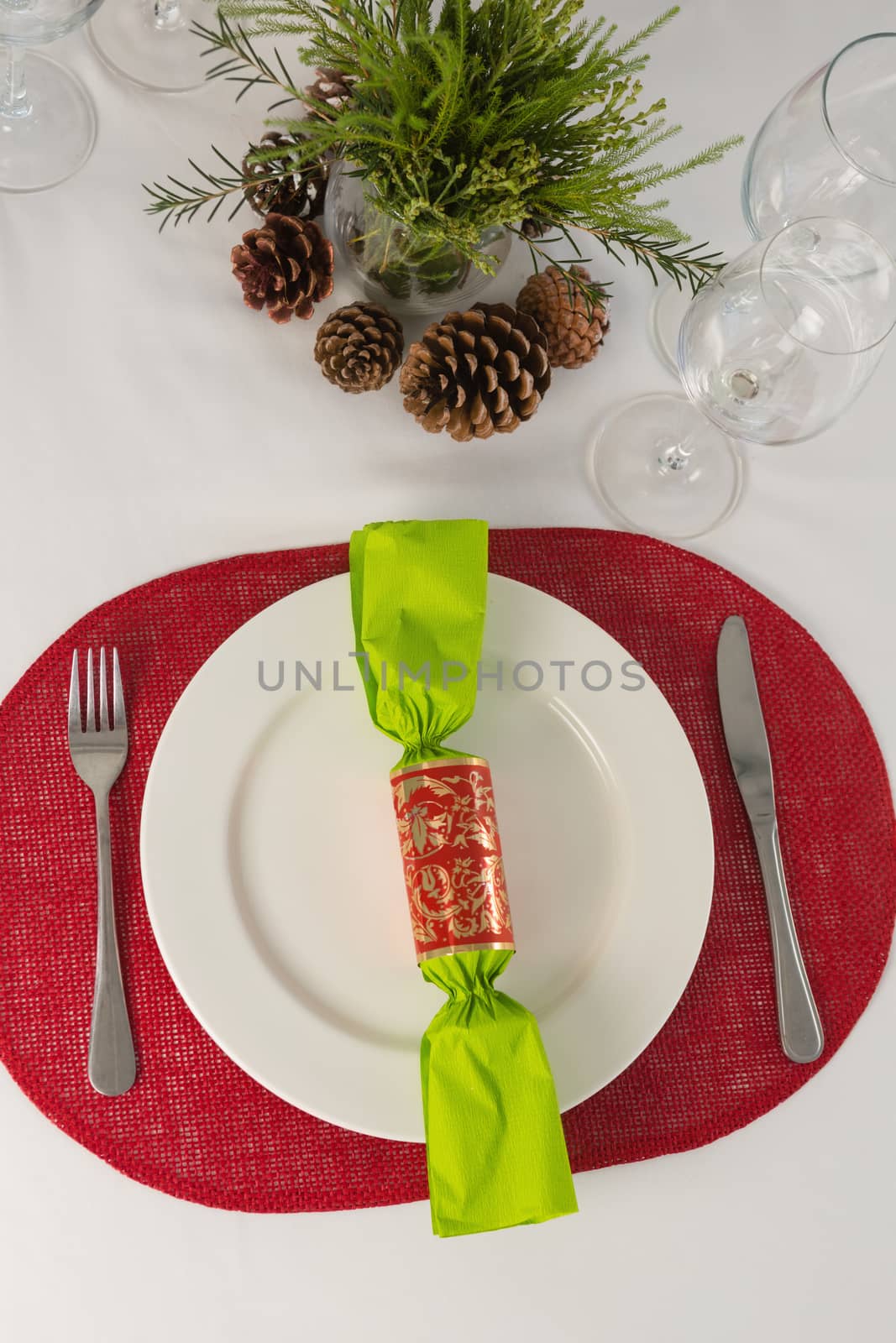 Overhead view of beautiful table setting for an occasion