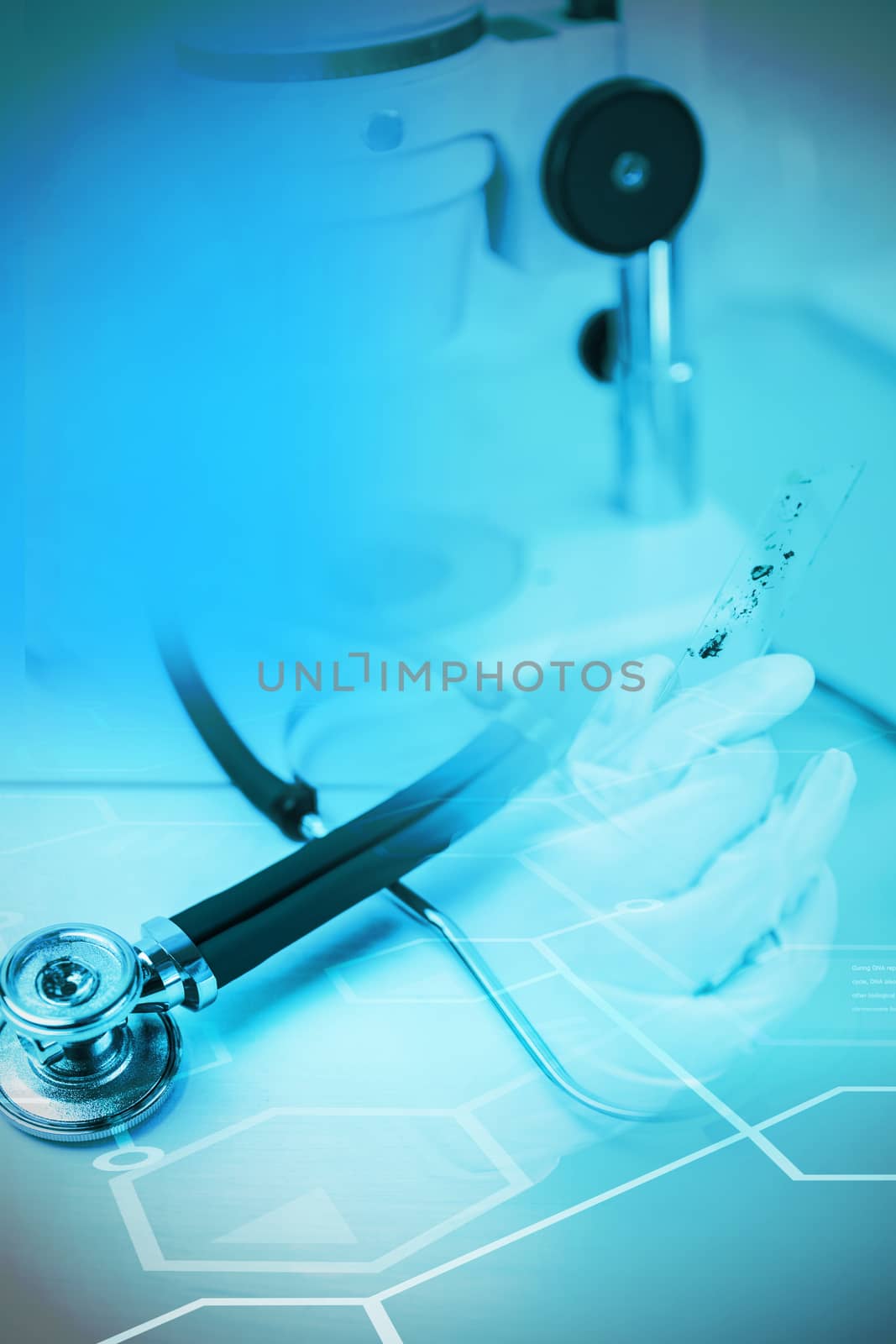 Digital background with heart movement sign  against stethoscope on desk