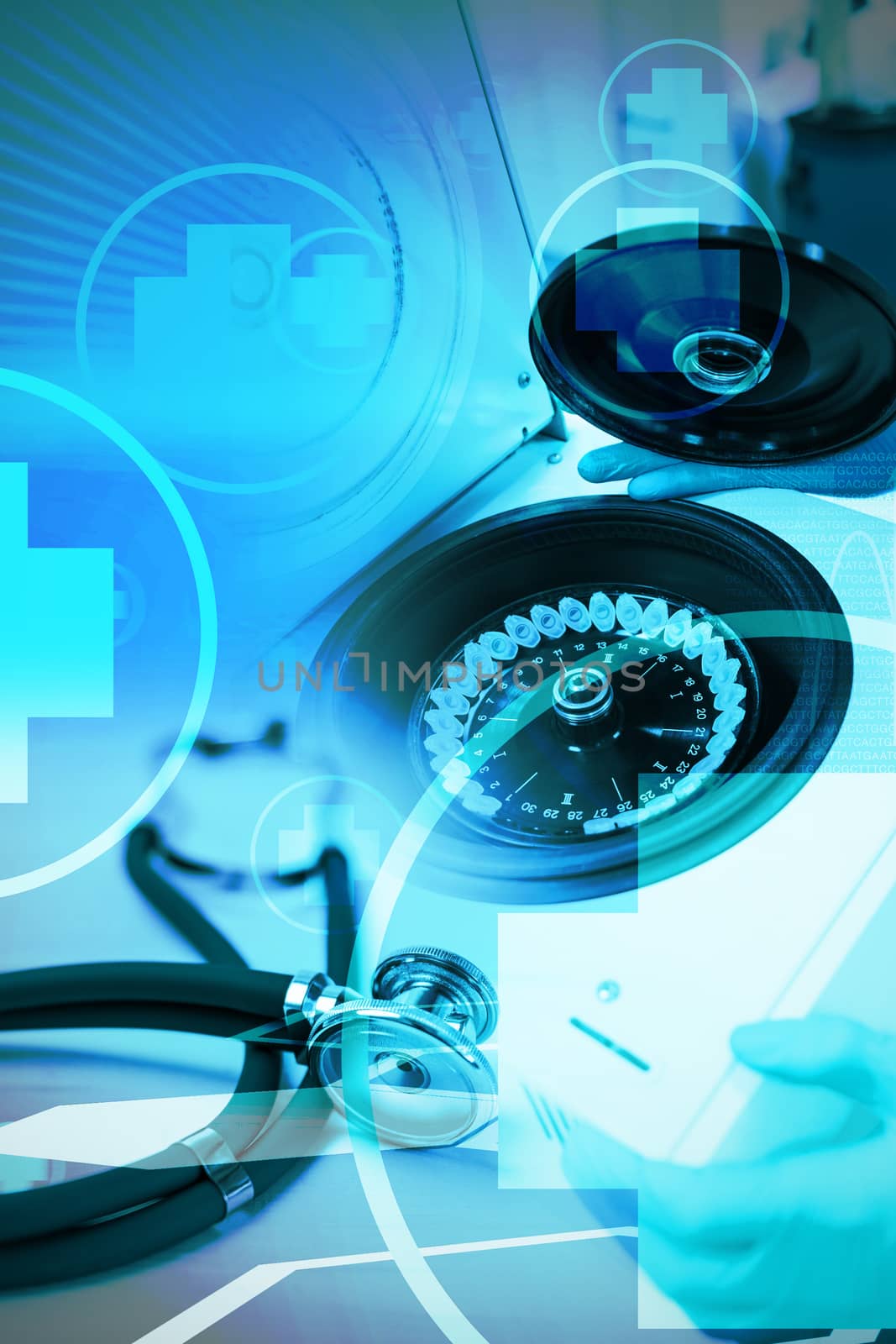 Digital background with heart sign  against stethoscope on desk