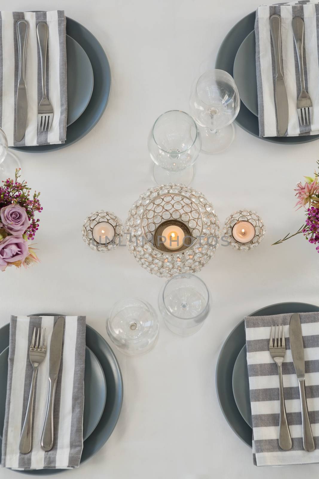 Overhead of beautiful table setting for an occasion 
