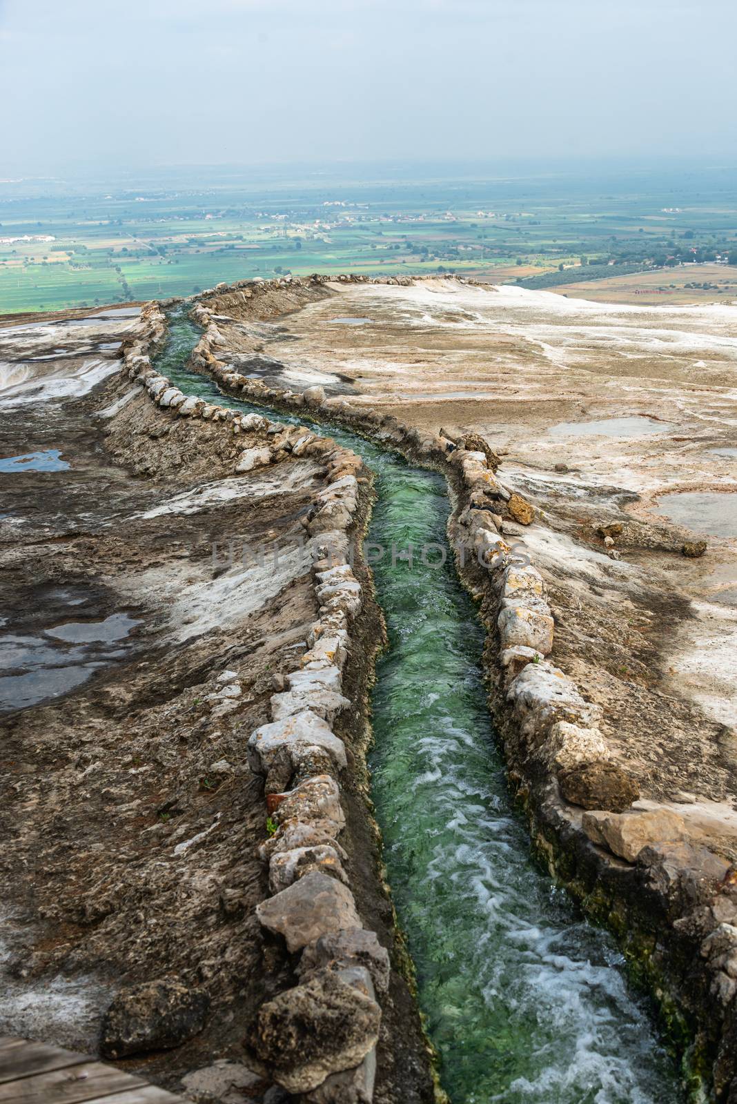 Pamukkale hot springs in Turkey on a summer morning.