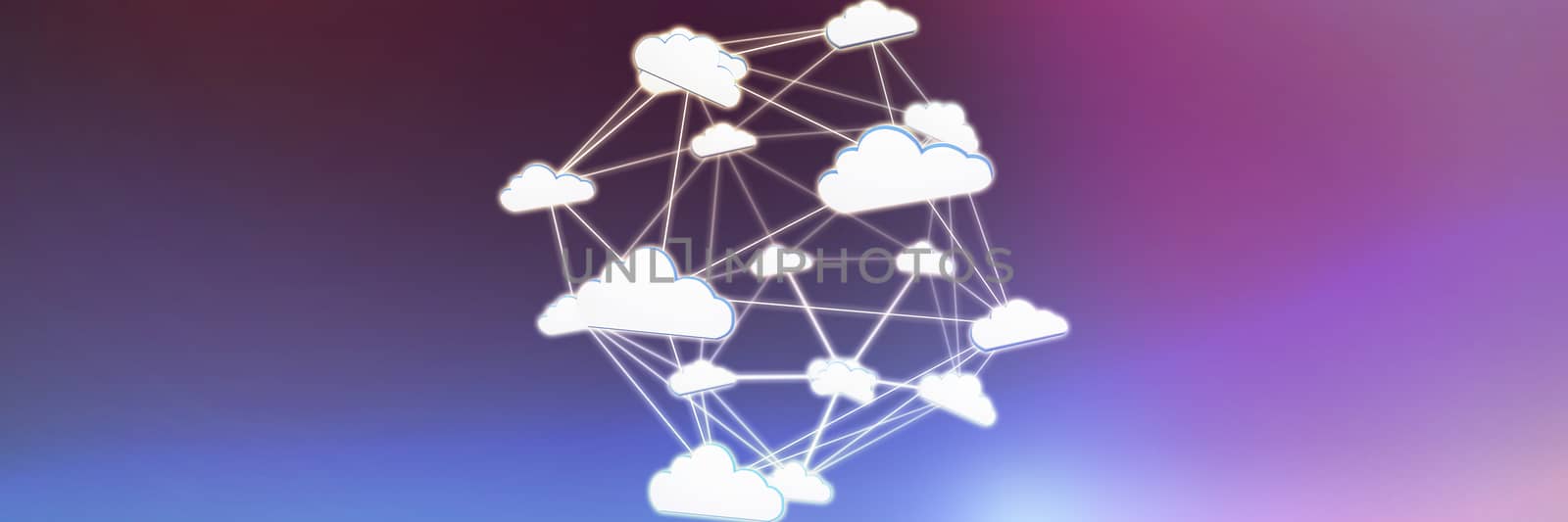Abstract image of cloud computing symbol against gray and purple background