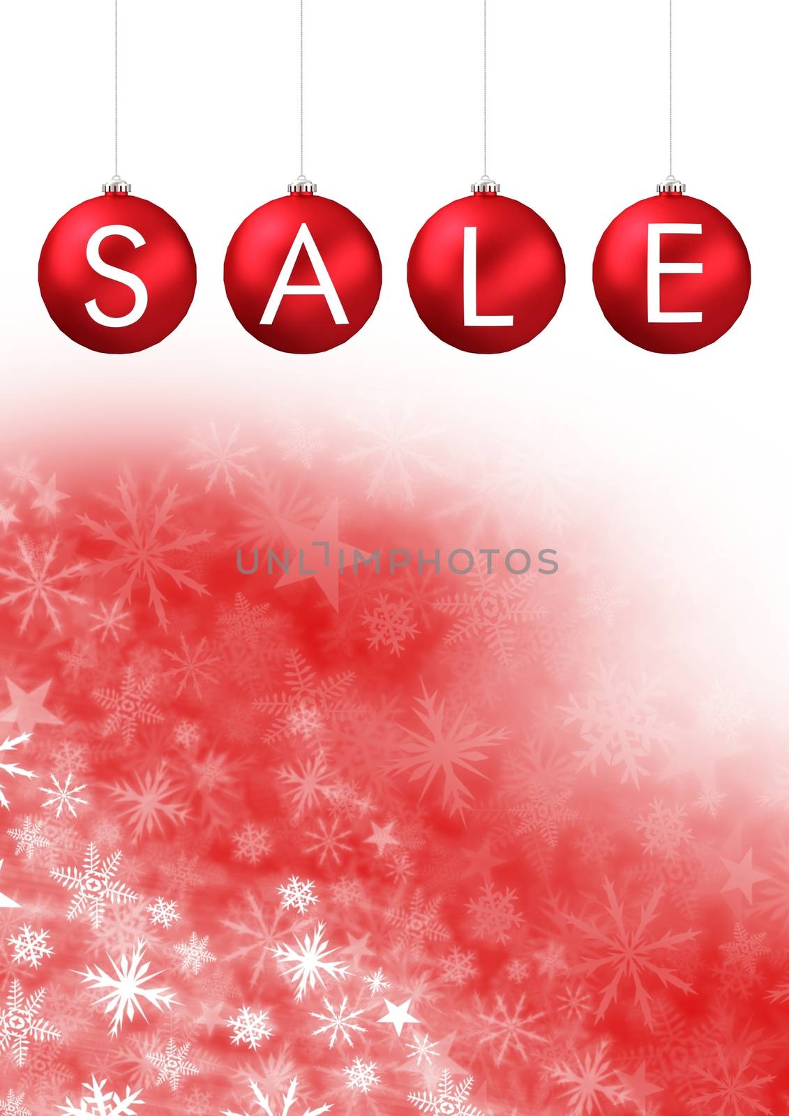 Digital composite of Sale Christmas bauble decorations and Snowflake Christmas pattern and blank space
