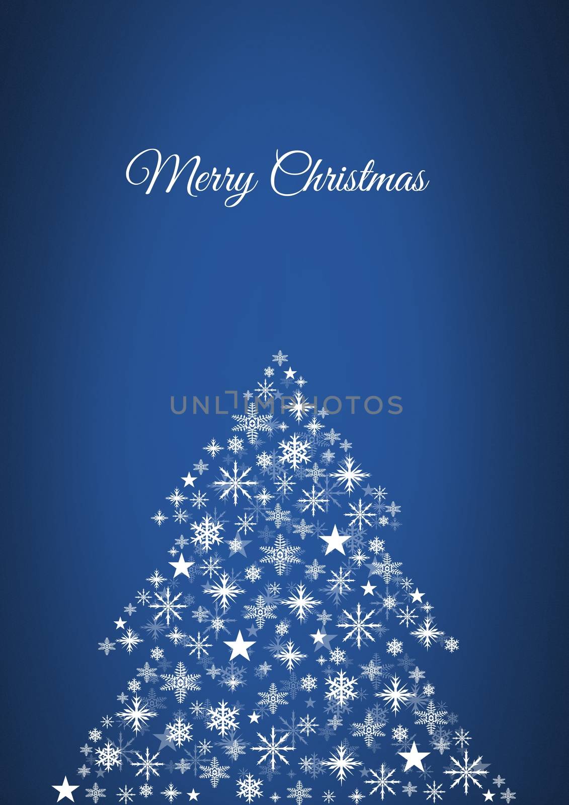 Digital composite of Merry Christmas text and Snowflake Christmas tree pattern shape
