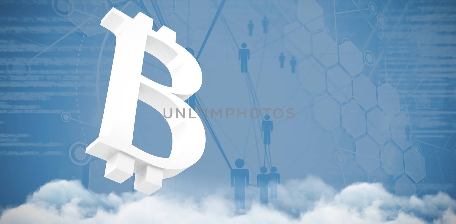 Composite image of big white bitcoin sign  by Wavebreakmedia