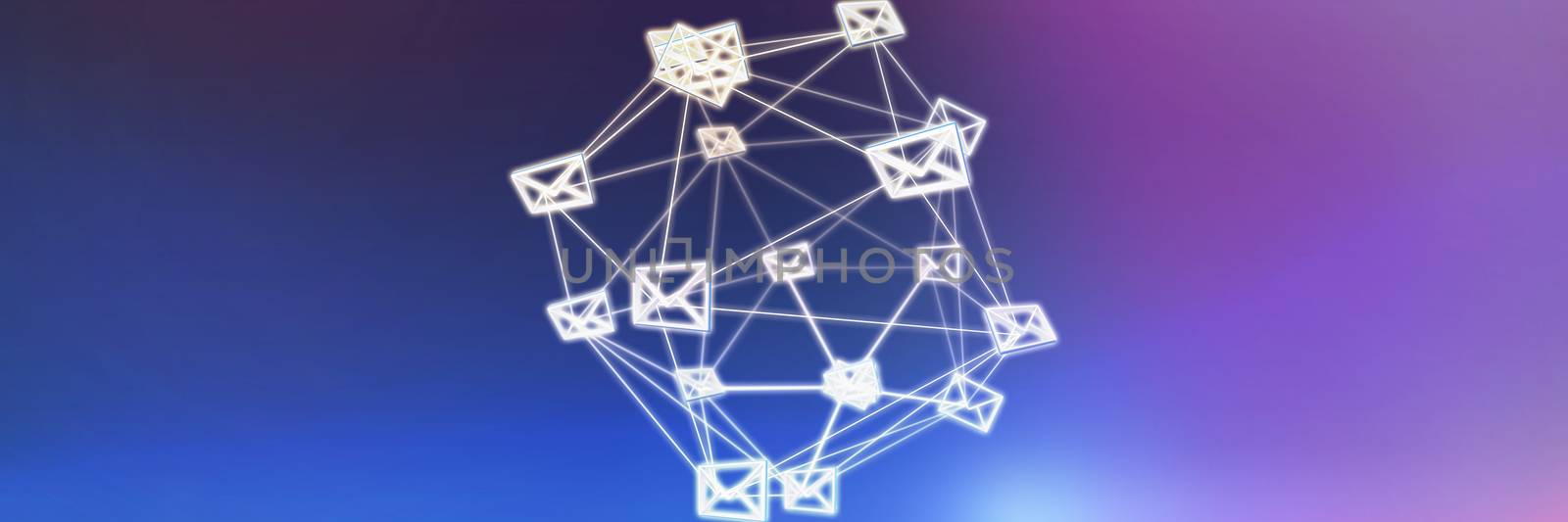 Abstract image of message icons against abstract blue background