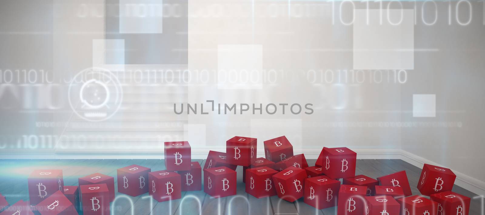 Composite image of several red cube with bitcoin sign on each side by Wavebreakmedia