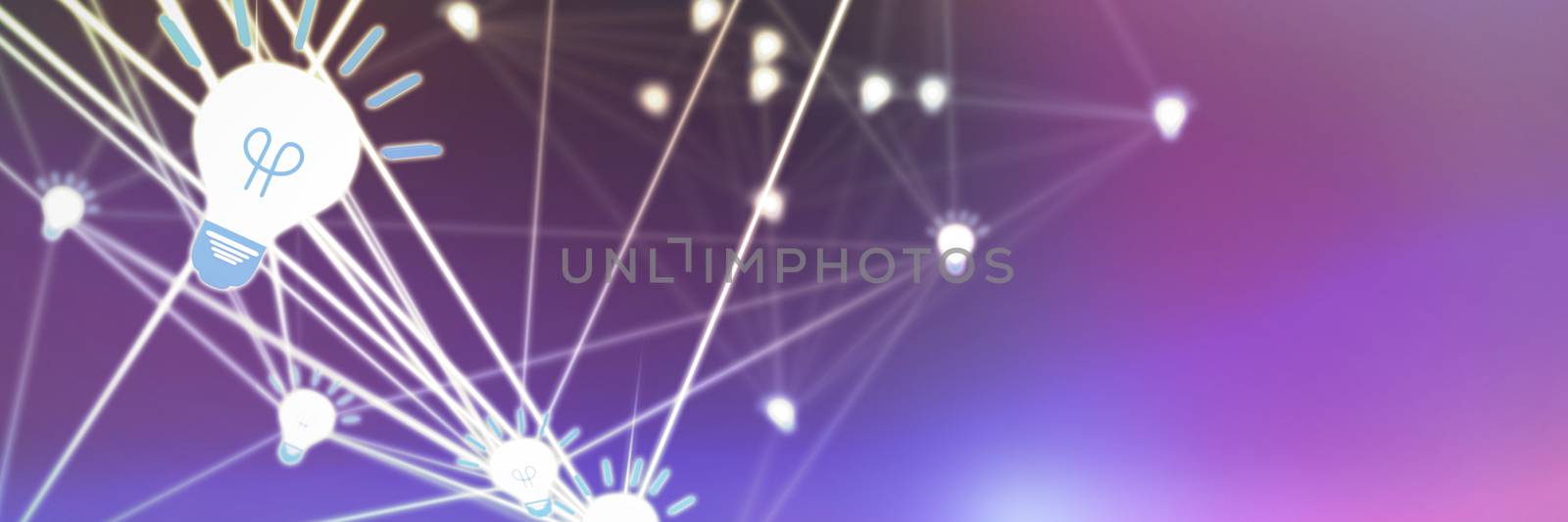Abstract image of lightbulbs against pink and purple background