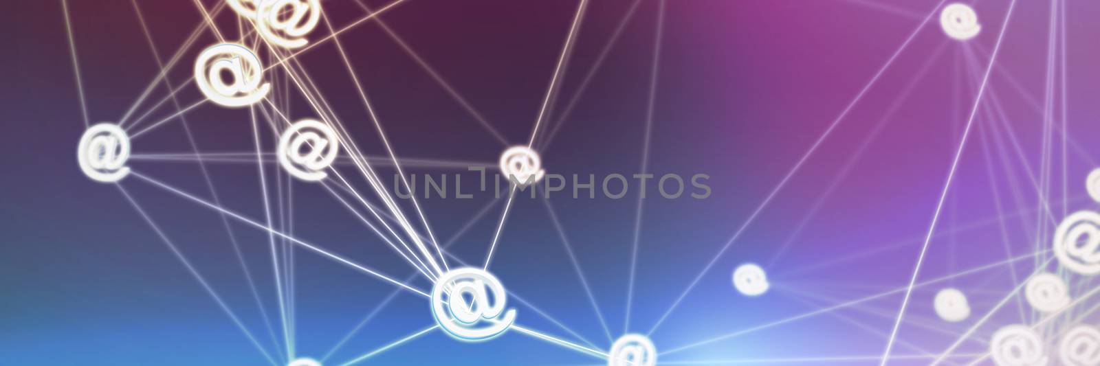 Abstract image of at email sign against turquoise and purple background