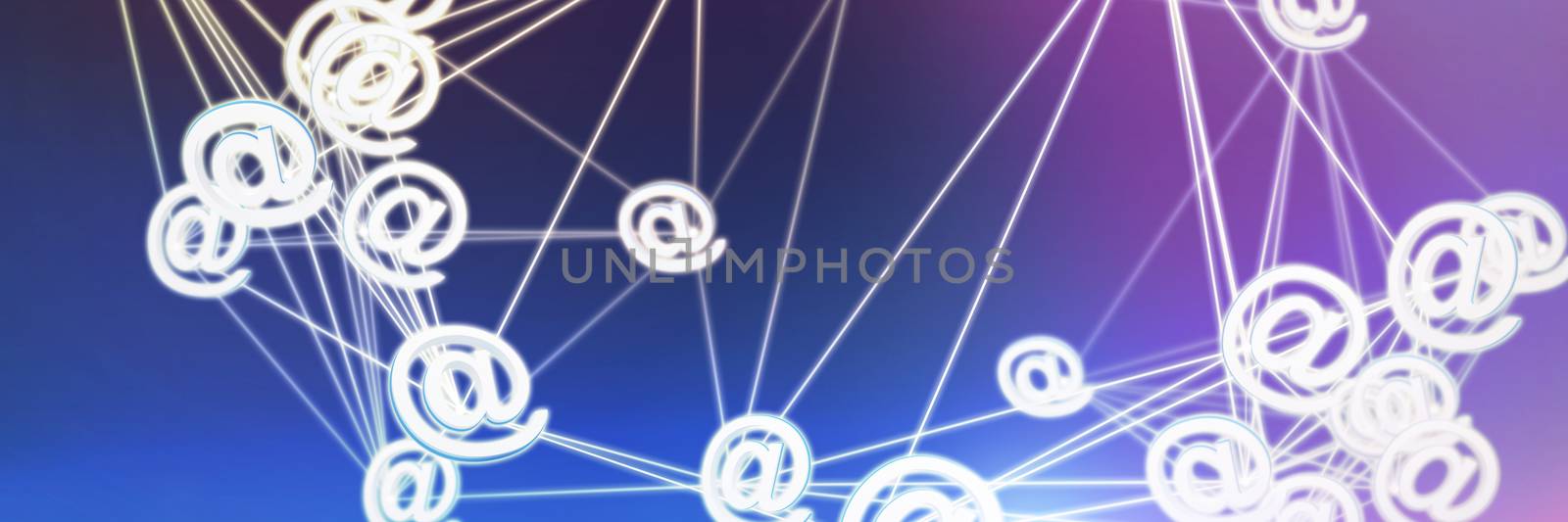 Abstract image of at email sign against abstract blue background