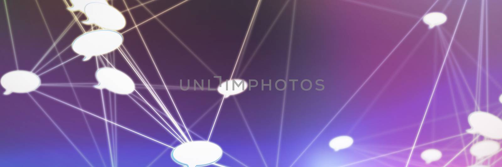 Abstract image of speech bubble against purple and pink background