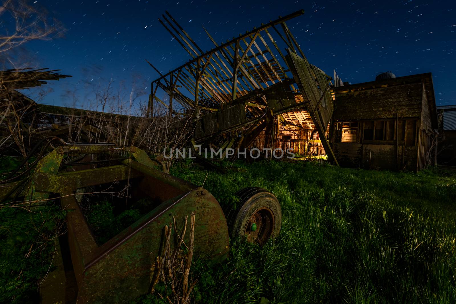 Night at an Abandoned Farm in California by backyard_photography