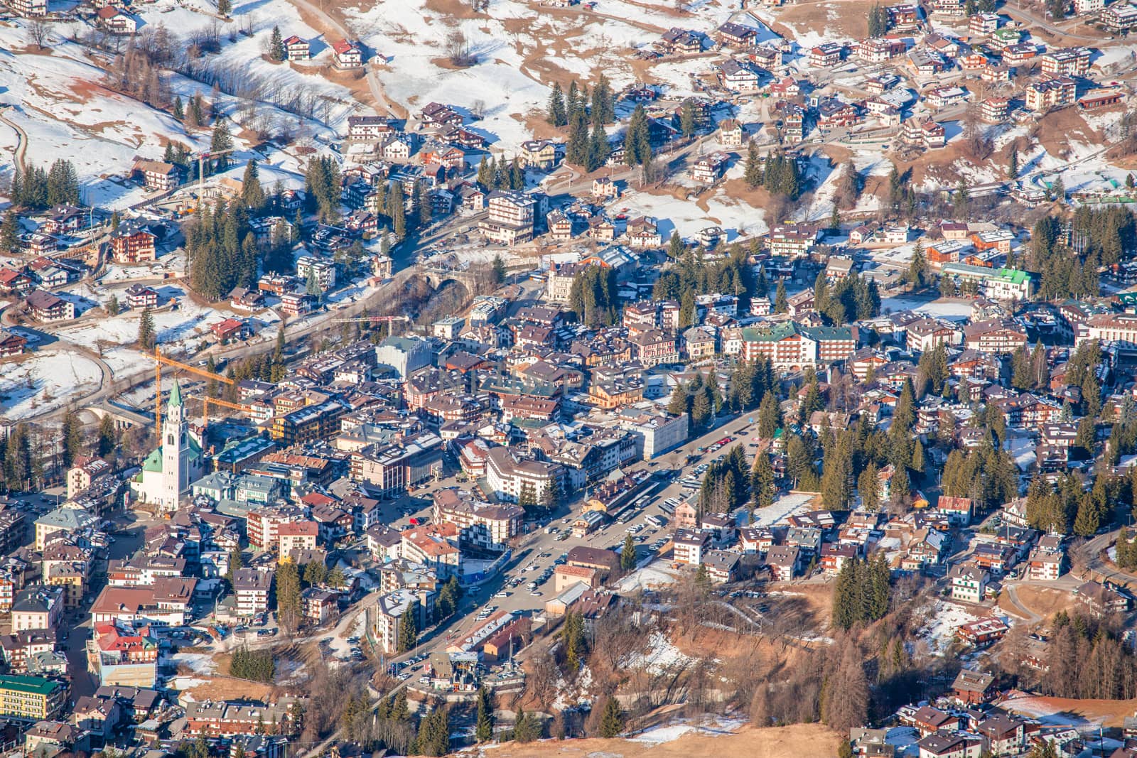 Cortina d'Ampezzo winter town view by destillat