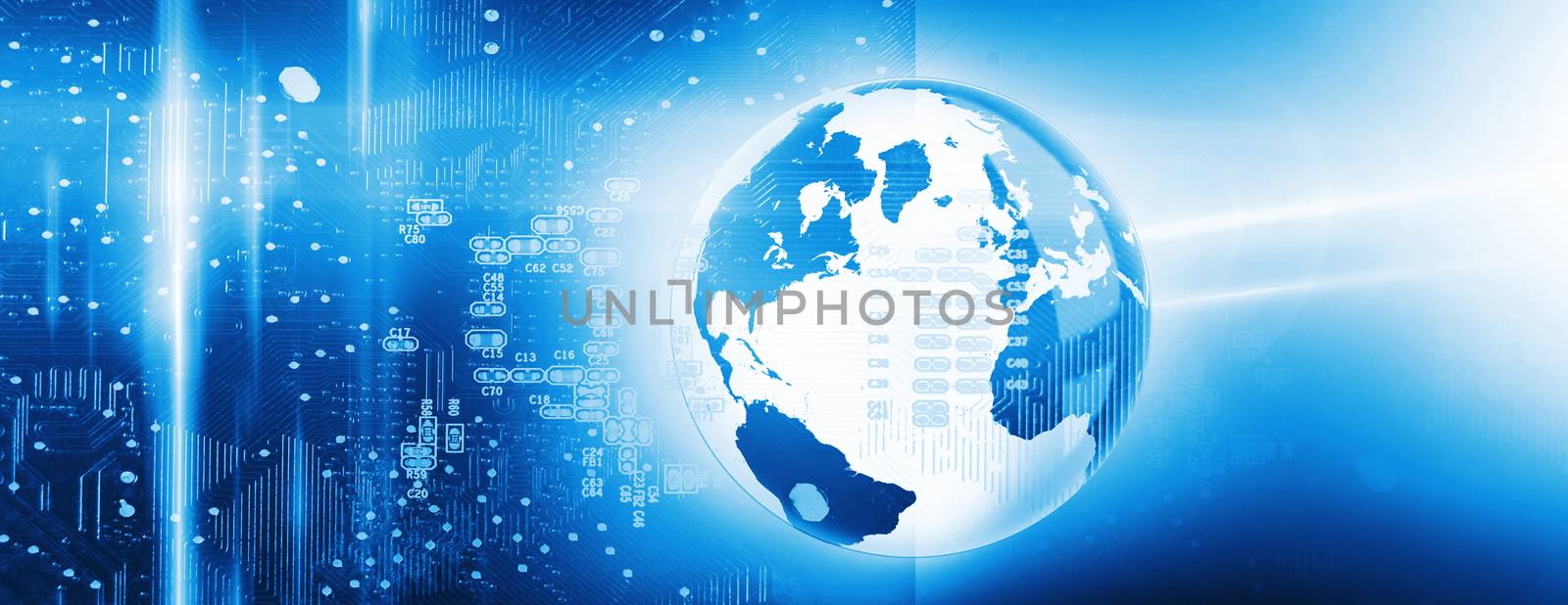 Global technology background against type: backdrop
