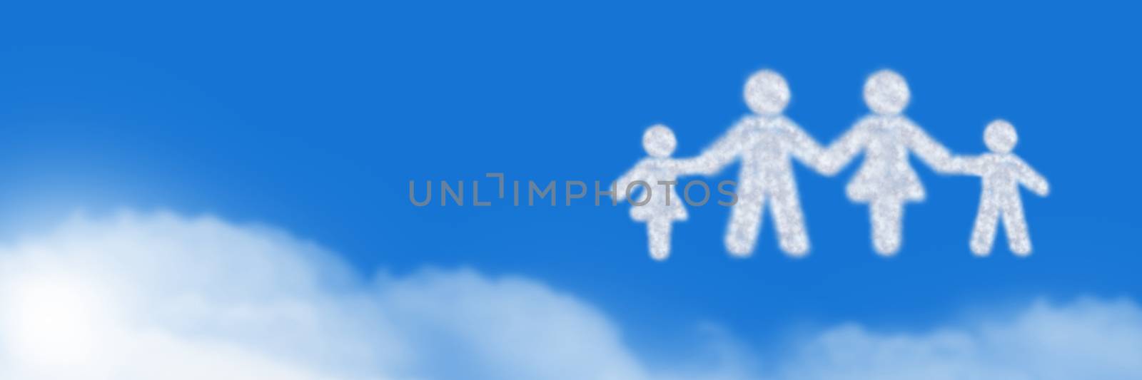 Digital composite of Family Cloud Icon with sky