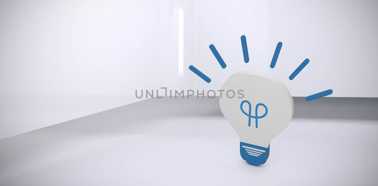 Lit lightbulb icon against abstract room