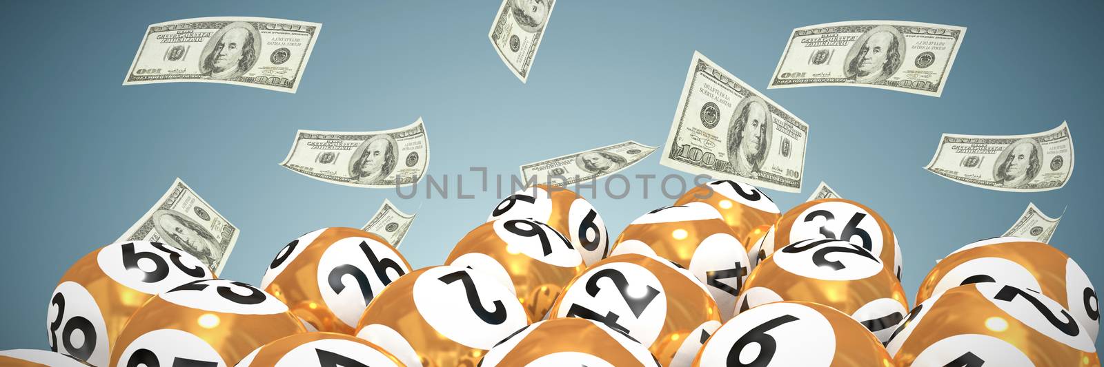 Lottery balls with nimbers against abstract grey background