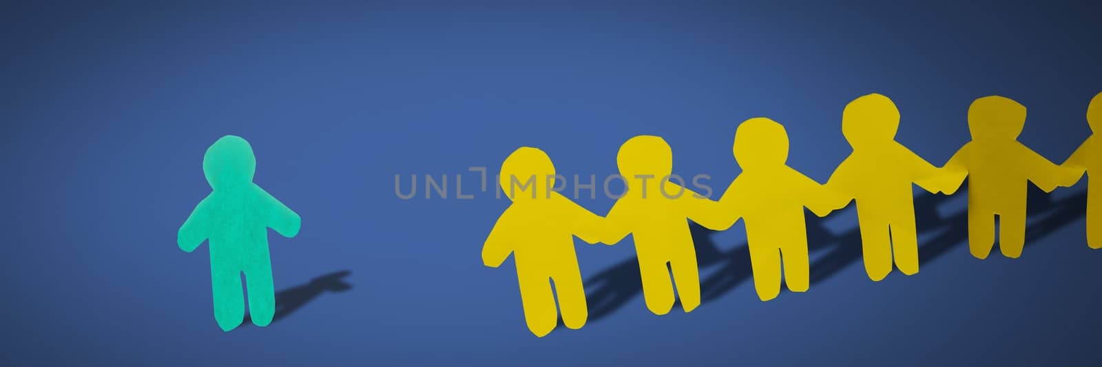 Individual alone and group together people paper cut outs by Wavebreakmedia