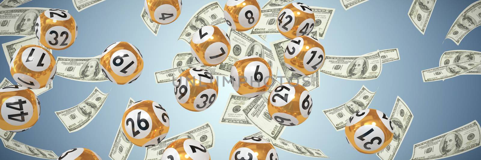Lottery balls with nimbers against abstract blue background