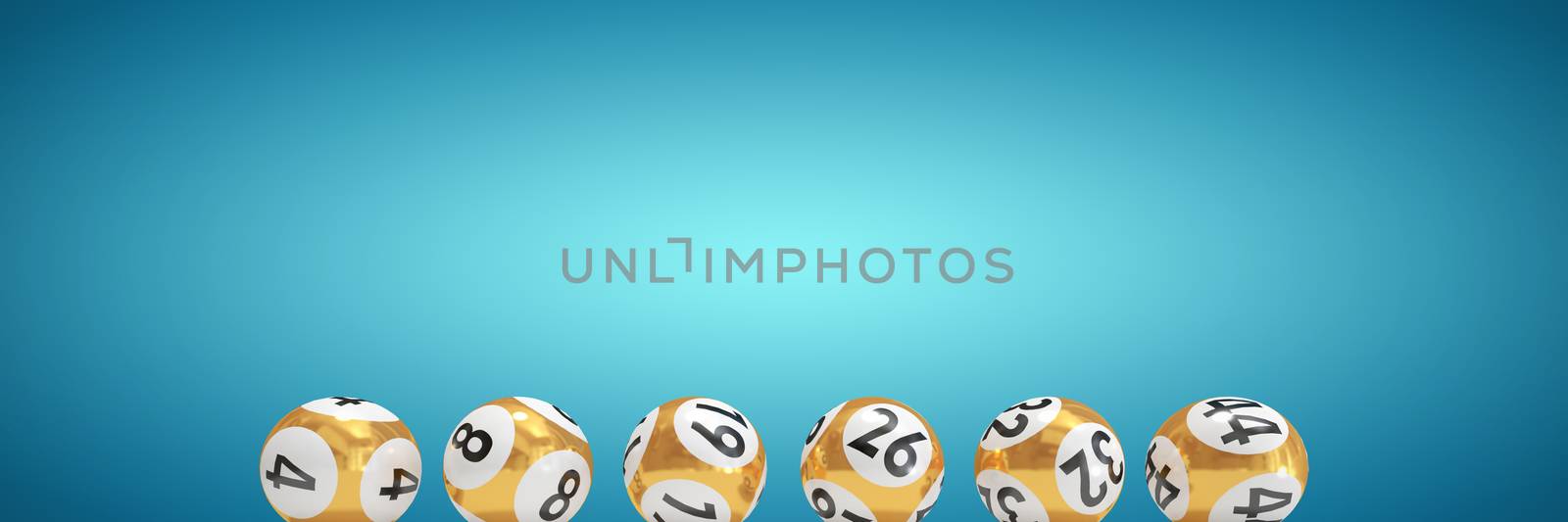 Lottery balls with numbers against abstract blue background