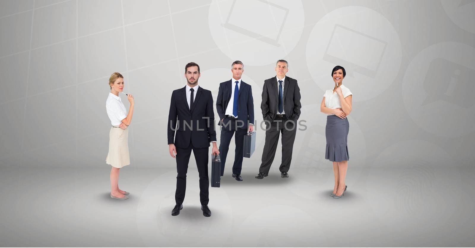 Digital composite of Business people on grey background