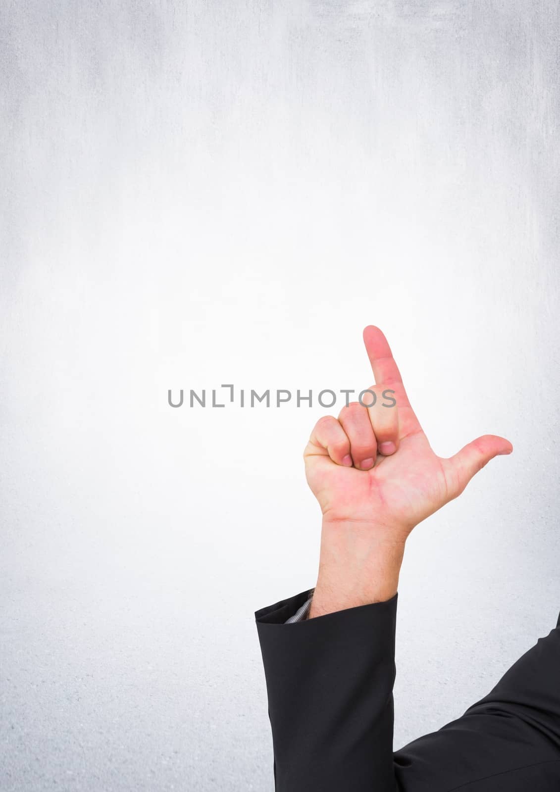 Digital composite of Hand pointing with bright background