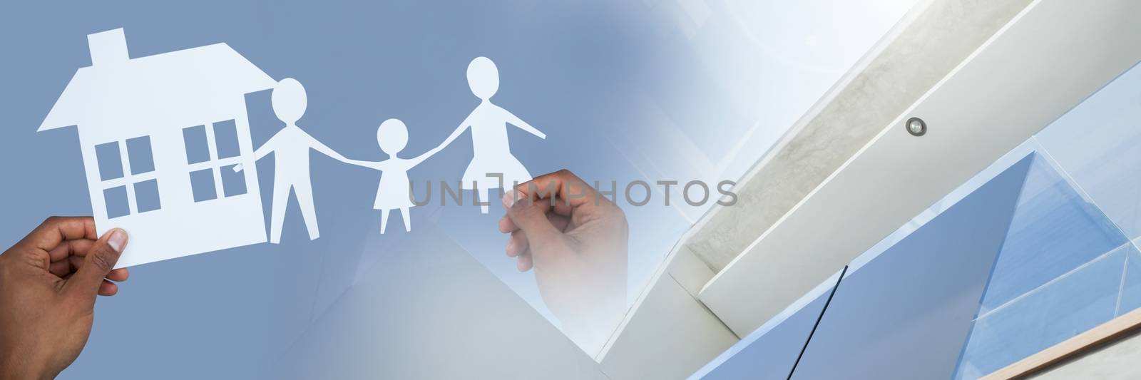 Digital composite of Paper Cut Out family home