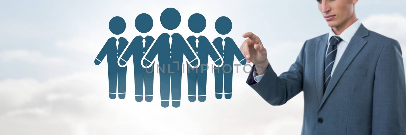 Digital composite of Businessman pointing at business people group icon